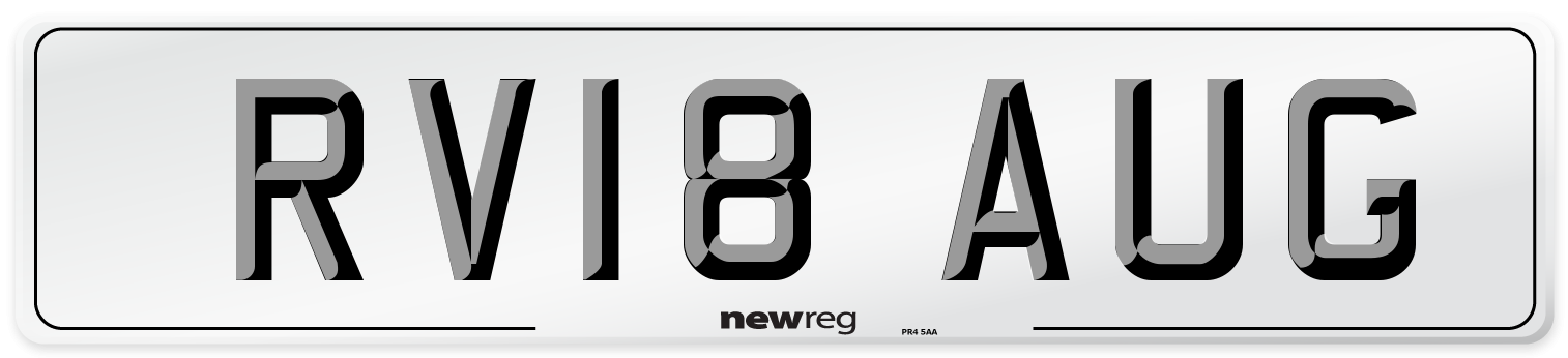 RV18 AUG Number Plate from New Reg